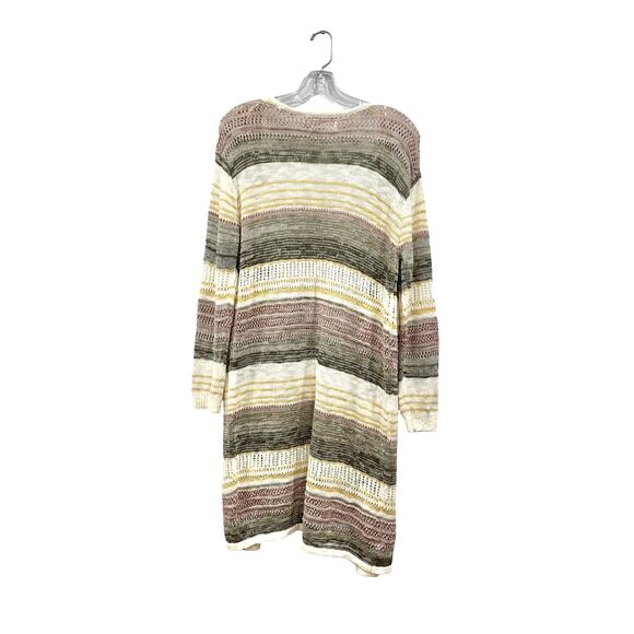Olive Oak Striped Multicolor Knit Sweater Cardigan Long Sleeve Size M - Picture 2 of 6